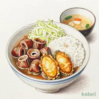 もつ煮とかきフライ定食