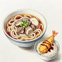 もつ煮込うどんお好みランチ（天ぷらミニ丼）