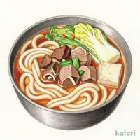 牛もつうどん鍋（醤油味）