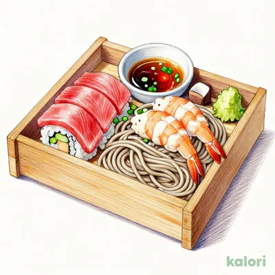 Chilled Soba (Triple) with 3-Piece Sushi Lunch