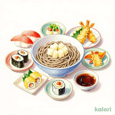 Tororo Soba and Sushi Set Meal