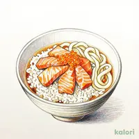 Salmon & Salmon Roe Rice Bowl with Noodles