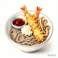大海老といかゲソ天とろろそば