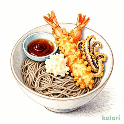 大海老といかゲソ天とろろそば