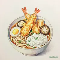 Large Shrimp Tempura Miso Stewed Udon with Rice