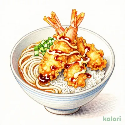 大海老天丼と麺