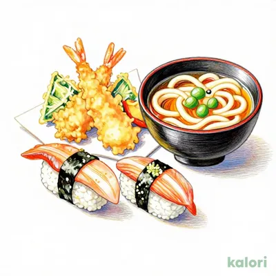寿司天ぷらうどん和膳【5貫】