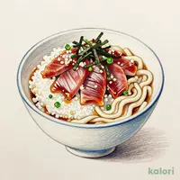 漬けまぐろとしらすの二色丼と麺
