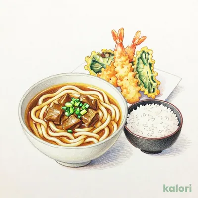 牛カレーうどん天ぷら定食