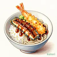 真あなごと大海老天丼と麺