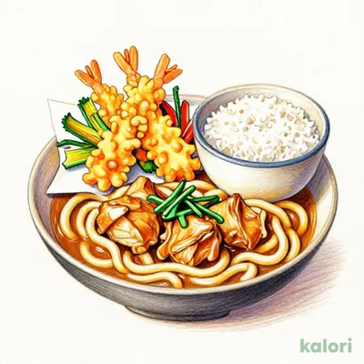 菜彩鶏カレーうどん天ぷら定食