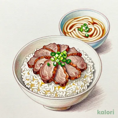 ねぎ塩牛たんの肉まぶしと麺