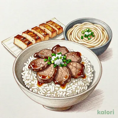ねぎ塩牛たんの肉まぶしと麺 笹かまぼこ【吉次】付