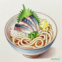 秋刀魚のお刺身丼と麺