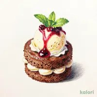 チョコレートケーキ　バニラアイス添え