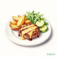 Hamburger Steak with Red Wine and Cheese Sauce