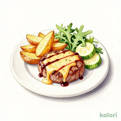 Hamburger Steak with Red Wine and Cheese Sauce