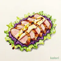合鴨のロースト デュガスチーズと紫キャベツとマリネを添えて