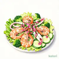 彩り野菜と海老とイカのマリネサラダ