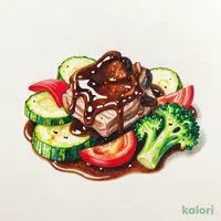 牛ほほ肉　黒デミソースと赤ワインソースの煮込み