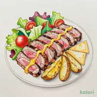 ローストビーフとグリル野菜　マスタードドレッシングとチーズソース