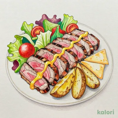 ローストビーフとグリル野菜　マスタードドレッシングとチーズソース