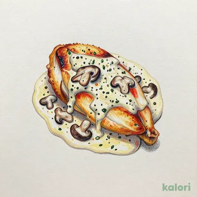 チキンのロースト　きのこクリームソース