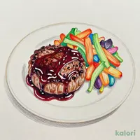 ハンバーグステーキ　秋野菜と黒デミ赤ワインソース