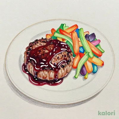 ハンバーグステーキ　秋野菜と黒デミ赤ワインソース