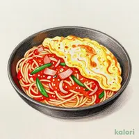 昔ながらの鉄板ナポリタン　オムレツ添え
