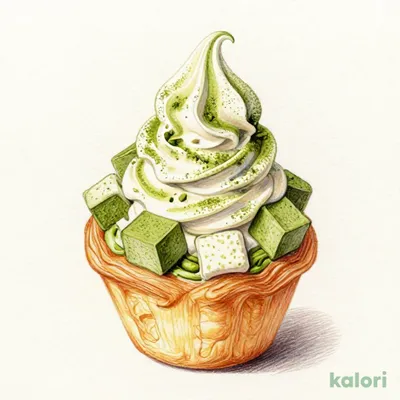Plain Cup Danish with Warabi Mochi (Matcha)