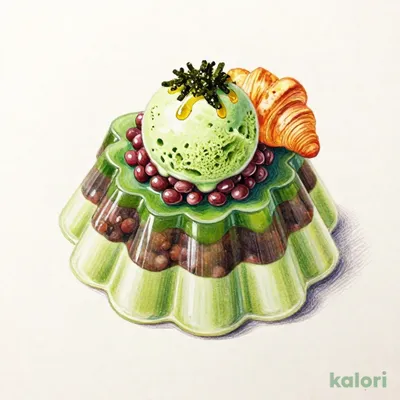 Cream Anmitsu with Mini Salted Kombu Croissant (Matcha)