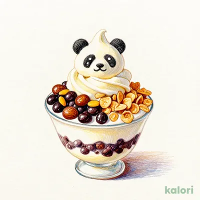 Panda Japanese Parfait with Uguisu Bean Paste and Sweet Chestnut