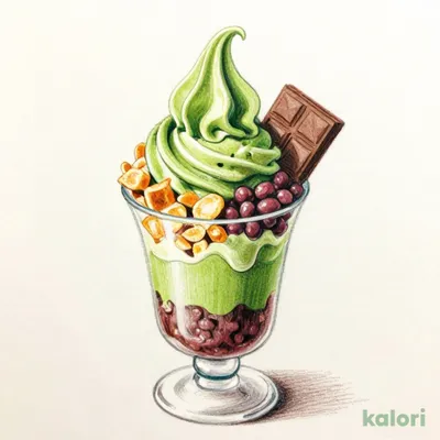 Matcha Raw Chocolate Ice Cream and Shiratama Matcha Parfait