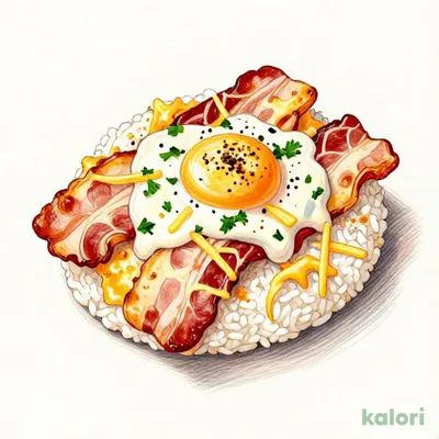 厚切りベーコンと温玉のカルボナーラドリア