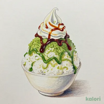 Matcha Shaved Ice with Kuromitsu Syrup