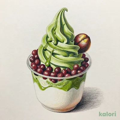 Matcha Warabi Mochi and Azuki Bean Parfait (Matcha)