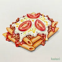 Penne Meat Gratin with Fresh Tomato