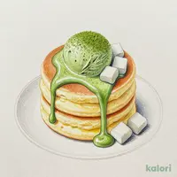 Matcha Pancake with Mochi and Red Bean Paste