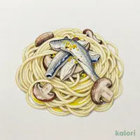 秋刀魚とキノコのペペロンチーノ〜ゆずのアクセント〜