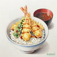 ランチにぎわい天丼(赤だし付)