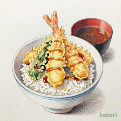 ランチにぎわい天丼(赤だし付)