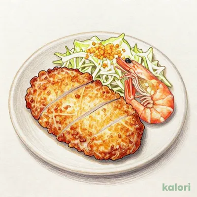 厚切りとんかつと大海老フライ