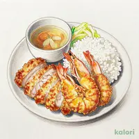 厚切りとんかつと大海老フライ定食