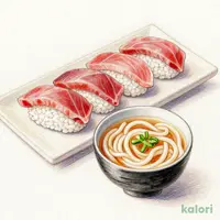 鮪にぎり盛り合わせセット(ミニ温うどん)