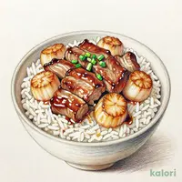道産豚肩ロース＆帆立ステーキ丼（お肉・帆立１．５倍）（単品）
