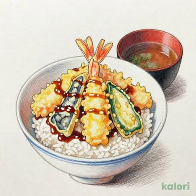 ランチにぎわい天丼（赤だし付）