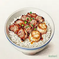 道産豚肩ロース&帆立ステーキ丼セット