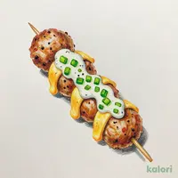 チーズ月見つくね〈ネギ塩ダレ〉