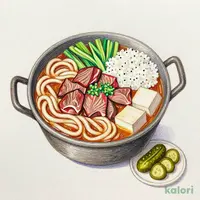 黒毛和牛の牛すきうどん鍋定食